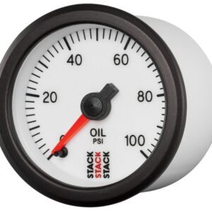 Autometer Stack 52mm 0-100 PSI 1/8in NPTF Male Pro Stepper Motor Oil Pressure Gauge - White