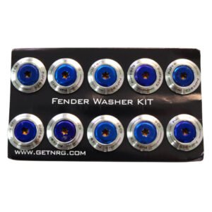 NRG Fender Washer Kit (TI Series) M6 Bolts/SS For Plastic (Silver Washer/TI Burn Screw) - Set of 10