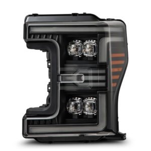 AlphaRex 17-19 Ford F-250/350/450 SD NOVA-Series LED Proj Headlights Alpha-Bk w/Acv Light SS & SBDRL