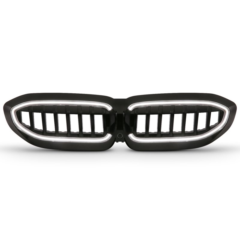 ANZO 19-22 BMW 3 Series Black Housing Full LED Front Grille w/ Initiation & Running Light