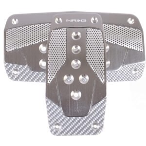 NRG Aluminum Sport Pedal A/T - Gunmetal w/Silver Carbon