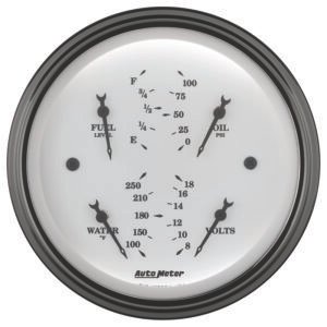 AutoMeter Gauge Quad 3-3/8in. 0 Ohm(e) to 90 Ohm(f)Elec Old Tyme White