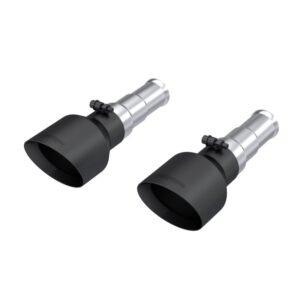 MBRP 19-24 Ram 1500 5.7L Hemi 3in Inlet 5in OD Dual Wall Angle Cut T304 BLK Tips - Pairs