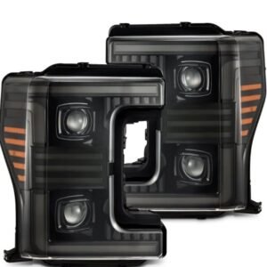 AlphaRex 17-19 Ford F-250/350/450/550 Super Duty PRO-Series Proj Headlights Alpha-Bk w/SS & DRL