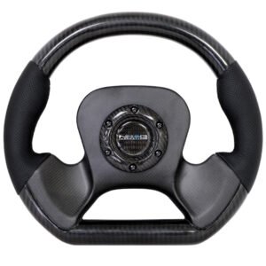 NRG Carbon Fiber Steering Wheel (320mm) CF Center Plate & Two-Tone Carbon w/Leather Trim Handles