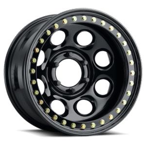 Raceline RT81 Rock 8 17x8in / 5x127 BP / -25mm Offset / 83.82mm Bore - Gloss Black Beadlock Wheel