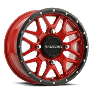 Raceline A94R Krank 14x7in / 4x110 BP / 10mm Offset / 83.8mm Bore - Red & Black Lip Wheel