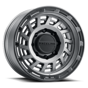 Raceline 957GB Halo 17x8.5in / 5x150 BP / 0mm Offset / 110.3mm Bore - Gunmetal & Black Lip Wheel
