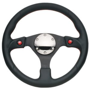 NRG Reinforced Steering Wheel (320mm) Blk Leather w/Dual Buttons