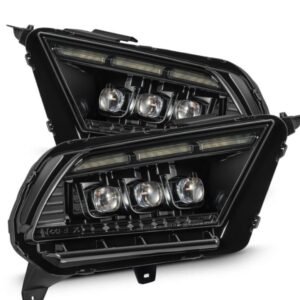 AlphaRex 10-12 Ford Mustang NOVA-Series LED Proj. Headlights Alpha-Blk w/Activ Lght & Seq.Sig SB DBL