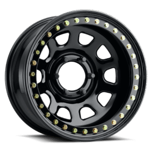 Raceline RT51 Daytona Rock 15x7in/5x114.3 BP/-6mm Offset/83.82mm Bore - Gloss Black Beadlock Wheel