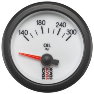 Autometer Stack 52mm 140-300 Deg F 1/8in NPTF Electric Oil Temp Gauge - White