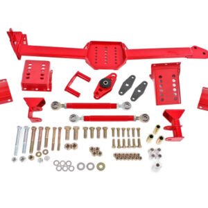 BMR 05-14 S197 Mustang Body Mount Watts Link Rod End/Poly w/ Adj. Axle Clamps - Red