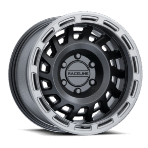 Raceline 957BS Halo 18x9in / 6x135 BP / 18mm Offset / 87.1mm Bore - Black & Silver Lip Wheel
