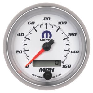 AutoMeter Gauge Speedometer 3-3/8in. 160MPH Elec. Programmable White Mopar