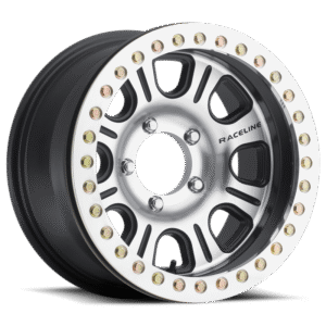 Raceline RT232 Monster 17x8.5in/6x135 BP/0mm Offset/87.1mm Bore - Black & Machined Beadlock Wheel
