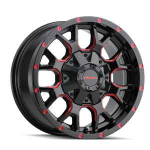 Mayhem 8015 Warrior 20x9 / 5x127 BP / 0mm Offset / 87mm Hub Black w/ Prism Red Wheel