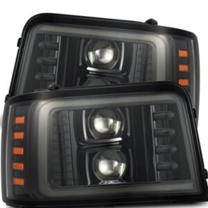 AlphaRex 92-96 Ford F-Series/Bronco PRO-Series Proj Headlights Alpha-Blk w/Seq. Sig & DRL