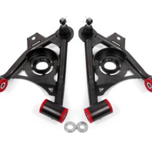BMR 79-93 Fox Mustang Non-Adj Lower A-Arms Standard Ball Joint Spring Pocket - Black Hammertone