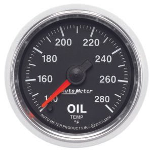 Autometer GS Series 2-1/16in Oil Temperature Gauge 140-280 Degrees Electric Full Sweep