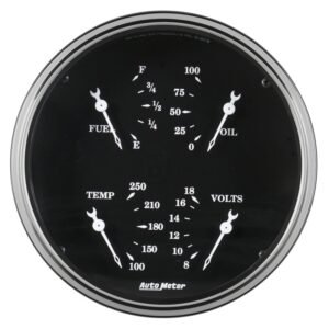 Auto Meter Gauge Quad 5in 0E-90F Elec Old Tyme Black