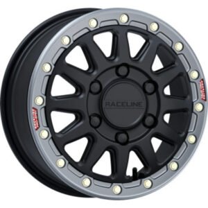 Raceline A14BG Alpha 15x6.5in/6x139.7 BP/74mm Offset/78.1mm Bore - Blk & Gunmetal Ring Beadlock Whl