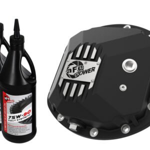 aFe 97-18 Jeep Wrangler TJ/JK Dana 30 Street Series Diff Cover w/ Machined Fins & Gear Oil - Black
