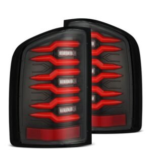 AlphaRex 07-14 Chevrolet Silverado 1500/2500HD/3500HD Luxx-Series LED Tail Lights Black/Red