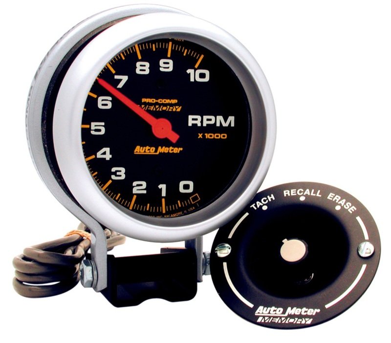 AutoMeter Gauge Tachometer 3-3/4in. 10K RPM Pedestal W/Peak Memory Pro-Comp