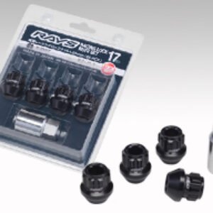 Rays 17 Hex Racing Lock Nut Set L25 Short Type 12x1.25 - Black Chromate (4 Pieces)