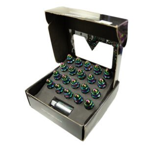 NRG 500 Series M12 X 1.5 Bullet Shape Steel Lug Nut Set - 21 Pc w/Lock Key - Neochrome