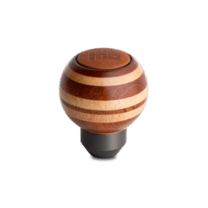 Momo Targa Heritage Shift Knob - Round Wood, Layered Mahogany and Beechwood, Leather Insert Top