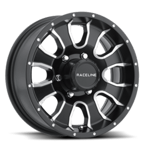 Raceline 860M Mamba 15x6in / 6x139.7 BP / 0mm Offset / 4.25mm Bore - Black & Machined Wheel