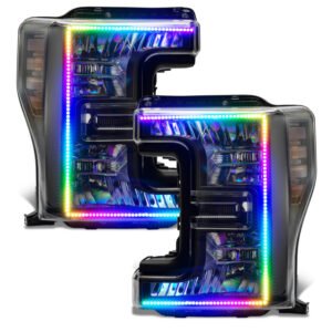 Oracle 17-19 Ford F-250 SD Dynamic Pre-Assembled Headlights - Halogen - Black Edition -