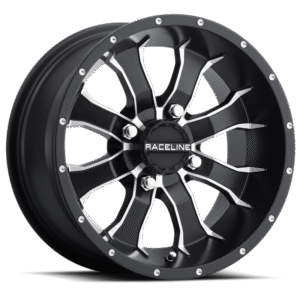 Raceline A77 Mamba 9x8in / 4x115 BP / -34.5mm Offset / 90mm Bore - Black & Machined Wheel