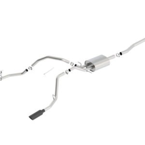 Borla 14 Silv/Sierra 1500 C/B Touring Exh/2.75in in muff 2.25inout 4inTIp SS Rear Exit-Black Chrome