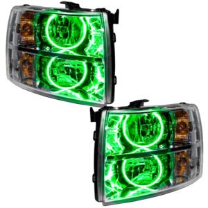 Oracle Lighting 07-13 Chevrolet Silverado Pre-Assembled LED Halo Headlights - Green