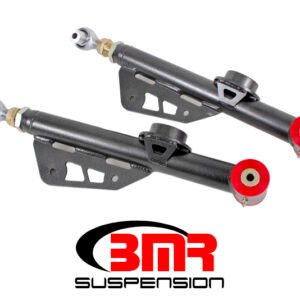 BMR 79-98 Fox Mustang On-Car Adj. Lower Control Arms Poly / Rod End Combo - Black Hammertone