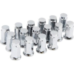 Raceline Hex/Flat Lug Nuts - 12mm x 1.25/17mm - 16 Pack - Chrome
