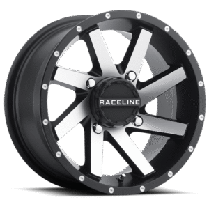 Raceline A82M Twist 14x7in / 4x137 BP / 10mm Offset / 110.2mm Bore - Black & Machined Wheel