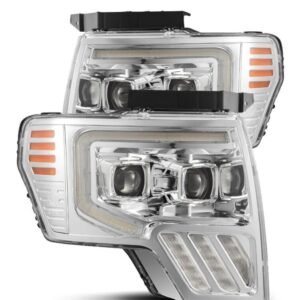 AlphaRex 09-14 Ford F-150 PRO-Series Projector Headlights Plank Style Chrm w/Activ Light/Seq Signal