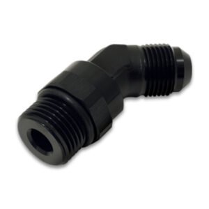 Vibrant -6AN Male Flare to Male -6AN ORB Swivel 45 Degree Adapter Fitting - Anodized Black