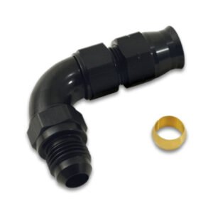 Vibrant 90 Degree 1/2in Tube to Male -8AN Flare Adapter w/ Olive Inserts