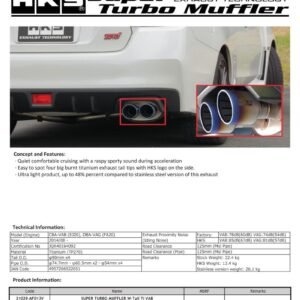 HKS SUPER TURBO MUFFLER Ti Subaru VAB WRX STI/VAG WRX S4