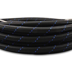 Vibrant -12 AN Two-Tone Black/Blue Nylon Braided Flex Hose (20 foot roll)