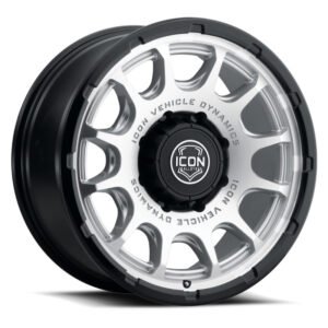 ICON Alloys Rancho 20x9 / 8x180 / 12mm / 5.5in BS Silver Machined w/ Gloss Black Lip Wheel