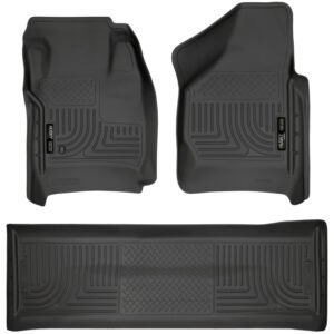 Husky Liners 08-10 Ford SD Crew Cab WeatherBeater Combo Black Floor Liners (w/o Manual Trans Case)