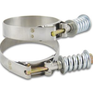 Vibrant Stainless Steel Spring Loaded T-Bolt Clamps (Pack of 2) - Clamp Range 4.78in-5.08in