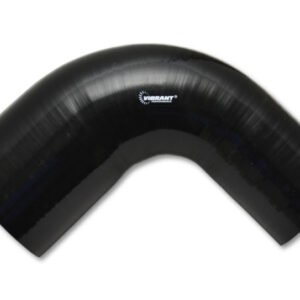 Vibrant 3in ID x 3.5in ID x 4in Long Gloss Black Silicone 90 Degree Transition Elbow