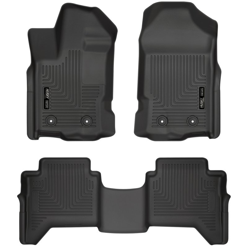 Husky Liners 2024 Toyota Tacoma CC/DC (No Hybrid) Weatherbeater Front & 2nd Seat Floor Liners - Blk